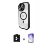 MARSİLYAN™- iPhone 11 Kılıf Kıvılcım Modern Koleksiyonu - Siyah Bilvis 5in1 3D Magic Cam Ekran Koruyucu + PVD Metal Kamera Lens - TU