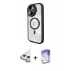 MARSİLYAN™- iPhone 11 Kılıf Kıvılcım Modern Koleksiyonu - Siyah Bilvis 5in1 3D Magic Cam Ekran Koruyucu + Raze Metal Kamera Lens - GS