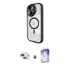 MARSİLYAN™- iPhone 11 Kılıf Kıvılcım Modern Koleksiyonu - Siyah Bilvis 5in1 3D Magic Cam Ekran Koruyucu + Pers Alüminyum Kamera Lens - LT