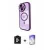 MARSİLYAN™- iPhone 11 Kılıf Kıvılcım Modern Koleksiyonu - Siyah Bilvis 5in1 3D Magic Cam Ekran Koruyucu + Yeşil PVD Metal Kamera Lens