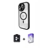 MARSİLYAN™- iPhone 11 Kılıf Kıvılcım Modern Koleksiyonu - Siyah Bilvis 5in1 3D Magic Cam Ekran Koruyucu + PVD Metal Kamera Lens - MI