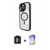 MARSİLYAN™- iPhone 11 Kılıf Kıvılcım Modern Koleksiyonu - Siyah Bilvis 5in1 3D Magic Cam Ekran Koruyucu + Siyah PVD Metal Kamera Lens