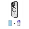 MARSİLYAN™- iPhone 11 Kılıf Kıvılcım Modern Koleksiyonu - Siyah Bilvis 5in1 3D Magic Cam Ekran Koruyucu + Neon Fosforlu Kamera Lens - TU