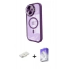 MARSİLYAN™- iPhone 11 Kılıf Kıvılcım Modern Koleksiyonu - Siyah Bilvis 5in1 3D Magic Cam Ekran Koruyucu + Renkli Kamera Lens Koruma Cam - PE