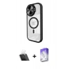 MARSİLYAN™- iPhone 11 Kılıf Kıvılcım Modern Koleksiyonu - Siyah Bilvis 5in1 3D Magic Cam Ekran Koruyucu + Kamera Lens Koruma Cam - SF