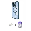 MARSİLYAN™- iPhone 11 Kılıf Kıvılcım Modern Koleksiyonu - Siyah Bilvis 5in1 3D Magic Cam Ekran Koruyucu + Renkli Kamera Lens Koruma Cam - PE