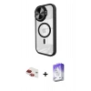 MARSİLYAN™- iPhone 11 Kılıf Kıvılcım Modern Koleksiyonu - Siyah Bilvis 5in1 3D Magic Cam Ekran Koruyucu + Kırmızı Pers Alüminyum Kamera Lens