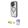 MARSİLYAN™- iPhone 11 Kılıf Kıvılcım Modern Koleksiyonu - Siyah Bilvis 5in1 3D Magic Cam Ekran Koruyucu + Rainbow Kamera Lens Koruma Cam - KI
