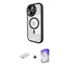 MARSİLYAN™- iPhone 11 Kılıf Kıvılcım Modern Koleksiyonu - Siyah Bilvis 5in1 3D Magic Cam Ekran Koruyucu + Renkli Kamera Lens Koruma Cam - SI