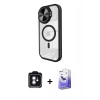 MARSİLYAN™- iPhone 11 Kılıf Kıvılcım Modern Koleksiyonu - Siyah Bilvis 5in1 5D Magic Hayalet Cam Ekran Koruyucu + PVD Metal Kamera Lens - MI