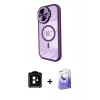 MARSİLYAN™- iPhone 11 Kılıf Kıvılcım Modern Koleksiyonu - Siyah Bilvis 5in1 5D Magic Hayalet Cam Ekran Koruyucu + PVD Metal Kamera Lens - TU