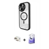 MARSİLYAN™- iPhone 11 Kılıf Kıvılcım Modern Koleksiyonu - Siyah Bilvis 5in1 5D Magic Hayalet Cam Ekran Koruyucu + Pers Alüminyum Kamera Lens - GD