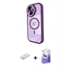 MARSİLYAN™- iPhone 11 Kılıf Kıvılcım Modern Koleksiyonu - Siyah Bilvis 5in1 5D Magic Hayalet Cam Ekran Koruyucu + Turuncu Renkli Kamera Lens Koruma Cam