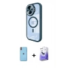 MARSİLYAN™- iPhone 11 Kılıf Kıvılcım Modern Koleksiyonu - Siyah Bilvis 5in1 5D Magic Hayalet Cam Ekran Koruyucu + Turuncu Neon Fosforlu Kamera Lens