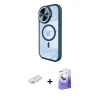MARSİLYAN™- iPhone 11 Kılıf Kıvılcım Modern Koleksiyonu - Siyah Bilvis 5in1 5D Magic Hayalet Cam Ekran Koruyucu + Turuncu Renkli Kamera Lens Koruma Cam