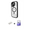 MARSİLYAN™- iPhone 11 Kılıf Kıvılcım Modern Koleksiyonu - Siyah Bilvis 5in1 5D Magic Hayalet Cam Ekran Koruyucu + Renkli Kamera Lens Koruma Cam - YL