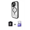 MARSİLYAN™- iPhone 11 Kılıf Kıvılcım Modern Koleksiyonu - Siyah Bilvis 5in1 5D Magic Hayalet Cam Ekran Koruyucu + PVD Metal Kamera Lens - TU