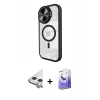 MARSİLYAN™- iPhone 11 Kılıf Kıvılcım Modern Koleksiyonu - Siyah Bilvis 5in1 5D Magic Hayalet Cam Ekran Koruyucu + Raze Metal Kamera Lens - GS