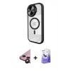 MARSİLYAN™- iPhone 11 Kılıf Kıvılcım Modern Koleksiyonu - Siyah Bilvis 5in1 5D Magic Hayalet Cam Ekran Koruyucu + Raze Metal Kamera Lens - SH
