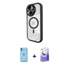 MARSİLYAN™- iPhone 11 Kılıf Kıvılcım Modern Koleksiyonu - Siyah Bilvis 5in1 5D Magic Hayalet Cam Ekran Koruyucu + Neon Fosforlu Kamera Lens - MI
