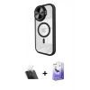 MARSİLYAN™- iPhone 11 Kılıf Kıvılcım Modern Koleksiyonu - Siyah Bilvis 5in1 5D Magic Hayalet Cam Ekran Koruyucu + Kamera Lens Koruma Cam - SF
