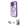 MARSİLYAN™- iPhone 11 Kılıf Kıvılcım Modern Koleksiyonu - Siyah Bilvis Hayalet Cam Ekran Koruyucu + Lacivert Pers Alüminyum Kamera Lens