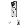 MARSİLYAN™- iPhone 11 Kılıf Kıvılcım Modern Koleksiyonu - Siyah Bilvis Hayalet Cam Ekran Koruyucu + Renkli Kamera Lens Koruma Cam - SI