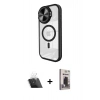 MARSİLYAN™- iPhone 11 Kılıf Kıvılcım Modern Koleksiyonu - Siyah Bilvis Hayalet Cam Ekran Koruyucu + Kamera Lens Koruma Cam - SF