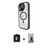 MARSİLYAN™- iPhone 11 Kılıf Kıvılcım Modern Koleksiyonu - Siyah Bilvis Hayalet Cam Ekran Koruyucu + PVD Metal Kamera Lens - TU
