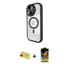 MARSİLYAN™- iPhone 11 Kılıf Kıvılcım Modern Koleksiyonu - Siyah Buffer Cam Ekran Koruyucu + Rainbow Kamera Lens Koruma Cam - KI