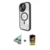 MARSİLYAN™- iPhone 11 Kılıf Kıvılcım Modern Koleksiyonu - Siyah Buffer Cam Ekran Koruyucu + Kırmızı Raze Metal Kamera Lens