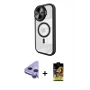 MARSİLYAN™- iPhone 11 Kılıf Kıvılcım Modern Koleksiyonu - Siyah Buffer Cam Ekran Koruyucu + Raze Metal Kamera Lens - MR