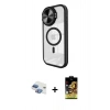 MARSİLYAN™- iPhone 11 Kılıf Kıvılcım Modern Koleksiyonu - Siyah Buffer Cam Ekran Koruyucu + Pers Alüminyum Kamera Lens - GI