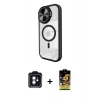 MARSİLYAN™- iPhone 11 Kılıf Kıvılcım Modern Koleksiyonu - Siyah Buffer Cam Ekran Koruyucu + PVD Metal Kamera Lens - MI