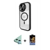 MARSİLYAN™- iPhone 11 Kılıf Kıvılcım Modern Koleksiyonu - Siyah Buffer Hayalet Cam Ekran Koruyucu + Mavi Raze Metal Kamera Lens