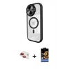 MARSİLYAN™- iPhone 11 Kılıf Kıvılcım Modern Koleksiyonu - Siyah Buffer Hayalet Cam Ekran Koruyucu + Pers Alüminyum Kamera Lens - KI