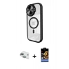 MARSİLYAN™- iPhone 11 Kılıf Kıvılcım Modern Koleksiyonu - Siyah Buffer Hayalet Cam Ekran Koruyucu + Pers Alüminyum Kamera Lens - YL