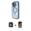 MARSİLYAN™- iPhone 11 Kılıf Kıvılcım Modern Koleksiyonu - Siyah Buffer Hayalet Cam Ekran Koruyucu + PVD Metal Kamera Lens - YL