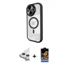 MARSİLYAN™- iPhone 11 Kılıf Kıvılcım Modern Koleksiyonu - Siyah Buffer Hayalet Cam Ekran Koruyucu + Raze Metal Kamera Lens - GS