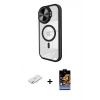 MARSİLYAN™- iPhone 11 Kılıf Kıvılcım Modern Koleksiyonu - Siyah Buffer Hayalet Cam Ekran Koruyucu + Renkli Kamera Lens Koruma Cam - SI