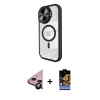 MARSİLYAN™- iPhone 11 Kılıf Kıvılcım Modern Koleksiyonu - Siyah Buffer Hayalet Cam Ekran Koruyucu + Raze Metal Kamera Lens - SH
