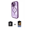 MARSİLYAN™- iPhone 11 Kılıf Kıvılcım Modern Koleksiyonu - Siyah Buffer Hayalet Cam Ekran Koruyucu + PVD Metal Kamera Lens - TU