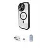 MARSİLYAN™- iPhone 11 Kılıf Kıvılcım Modern Koleksiyonu - Siyah Joko Magic 5D Cam + Pers Alüminyum Kamera Lens - YL