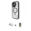 MARSİLYAN™- iPhone 11 Kılıf Kıvılcım Modern Koleksiyonu - Siyah Joko Magic 5D Hayalet Cam + Pers Alüminyum Kamera Lens - GD
