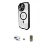 MARSİLYAN™- iPhone 11 Kılıf Kıvılcım Modern Koleksiyonu - Siyah Joko Magic 5D Hayalet Cam + Lacivert Pers Alüminyum Kamera Lens