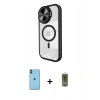 MARSİLYAN™- iPhone 11 Kılıf Kıvılcım Modern Koleksiyonu - Siyah Joko Magic 5D Hayalet Cam + Neon Fosforlu Kamera Lens - TU