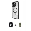 MARSİLYAN™- iPhone 11 Kılıf Kıvılcım Modern Koleksiyonu - Siyah Joko Magic 5D Hayalet Cam + Yeşil PVD Metal Kamera Lens