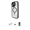 MARSİLYAN™- iPhone 11 Kılıf Kıvılcım Modern Koleksiyonu - Siyah Joko Magic 5D Hayalet Cam + Yeşil Renkli Kamera Lens Koruma Cam