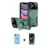MARSİLYAN™- iPhone 11 Kılıf Kıvılcım Modern Serisi - Şeffaf 360 Full Body Arka Koruyucu + Neon Fosforlu Kamera Lens - MI