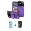 MARSİLYAN™- iPhone 11 Kılıf Kıvılcım Modern Serisi - Şeffaf 360 Full Body Arka Koruyucu + Neon Fosforlu Kamera Lens - MI